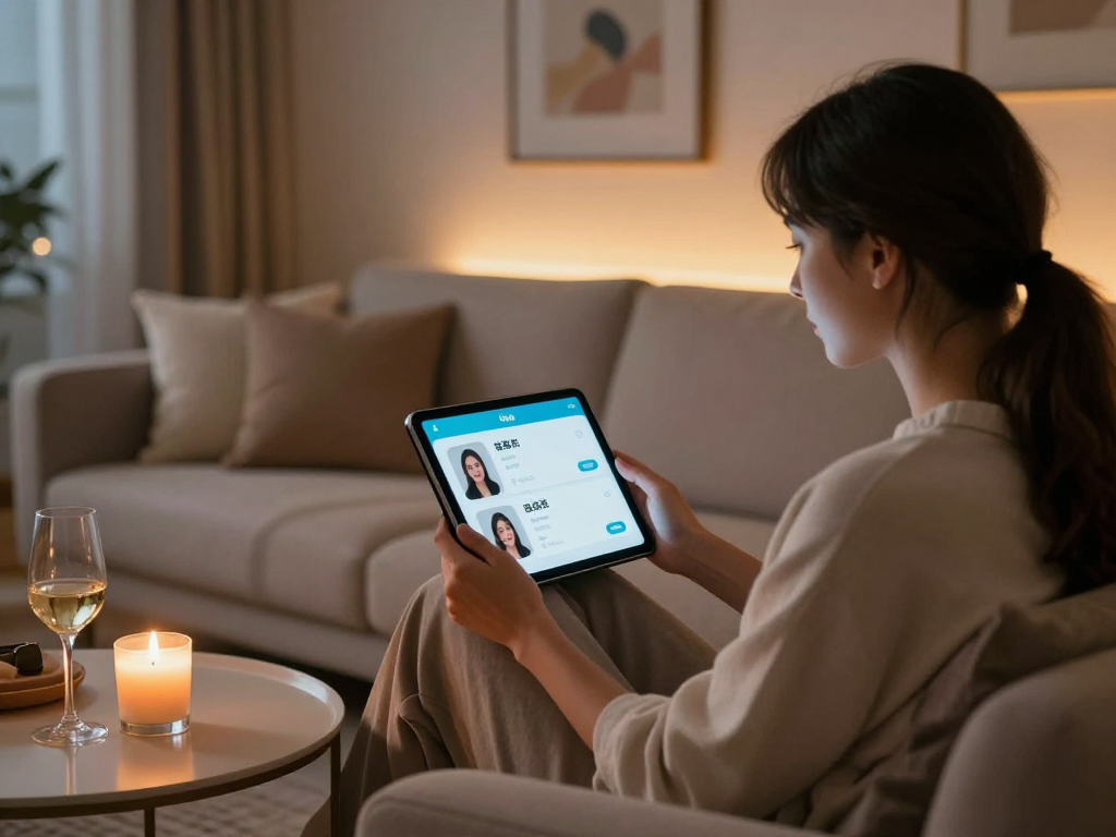 Engaging with sex ai chat in a modern home setting showcasing technology and comfort.