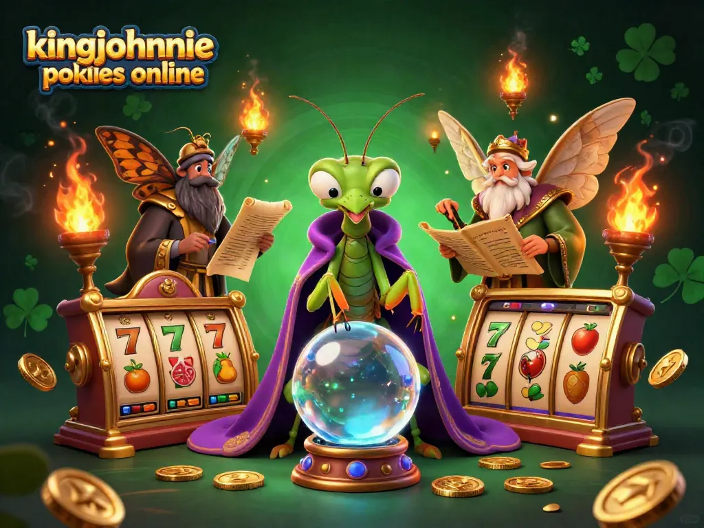 Engage with kingjohnnie pokies online, showcasing dynamic slot game action with vibrant 3D elements.