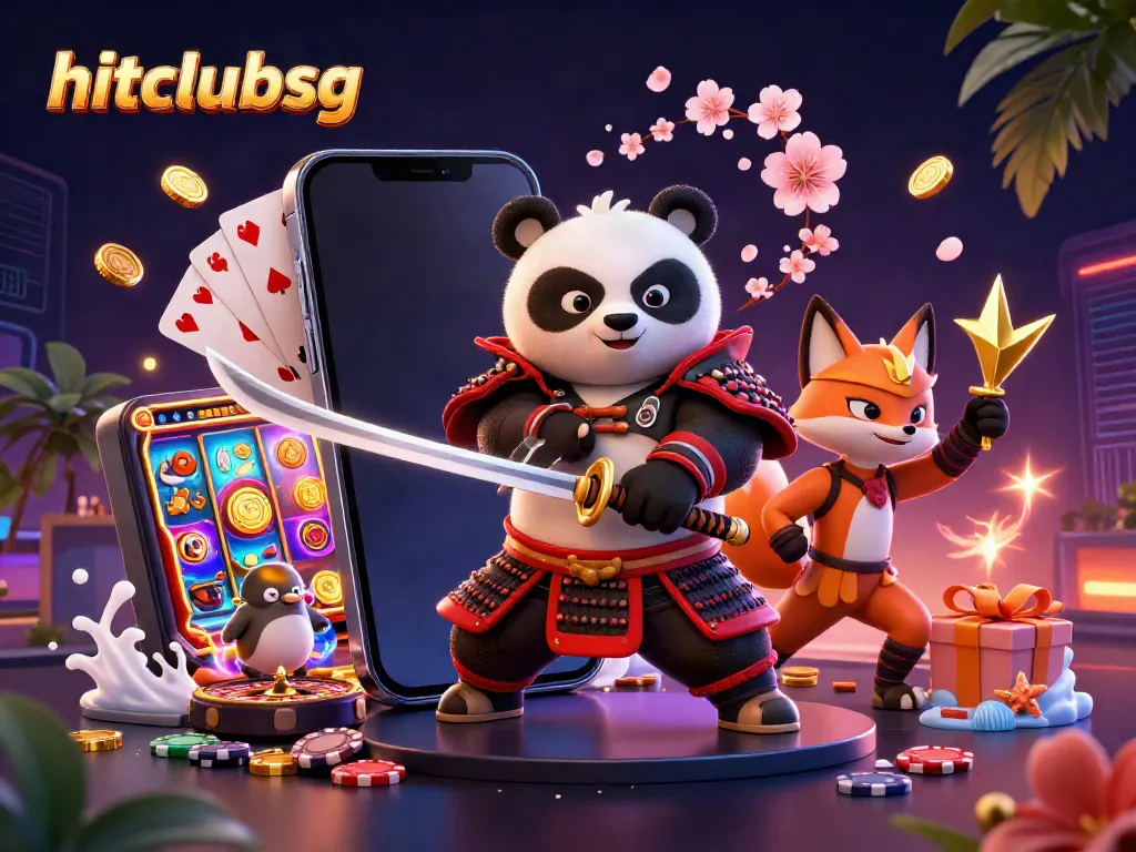 Experience thrilling gameplay with hitclubsg featuring samurai and ninja characters amid colorful slot game elements.